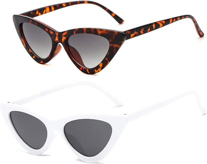 Retro Vintage Narrow Cat Eye Sunglasses for Women with Plastic Frame